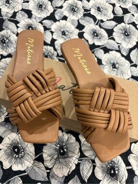 Matisse Cognac Braided Slide Sandals